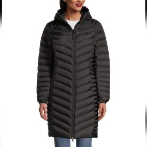 Woods Long Down Puffer Coat Hooded Packable Lightweight Winter Jacket Black S